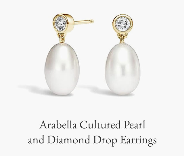 Arabella Cultured Pearl and Diamond Drop Earrings