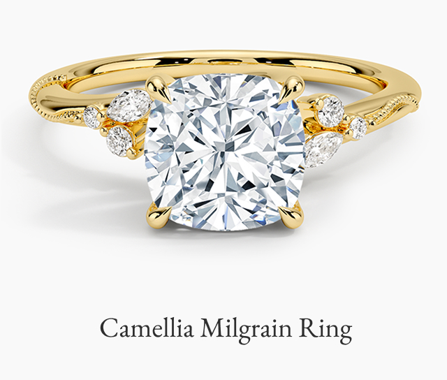 Camellia Milgrain Diamond Ring