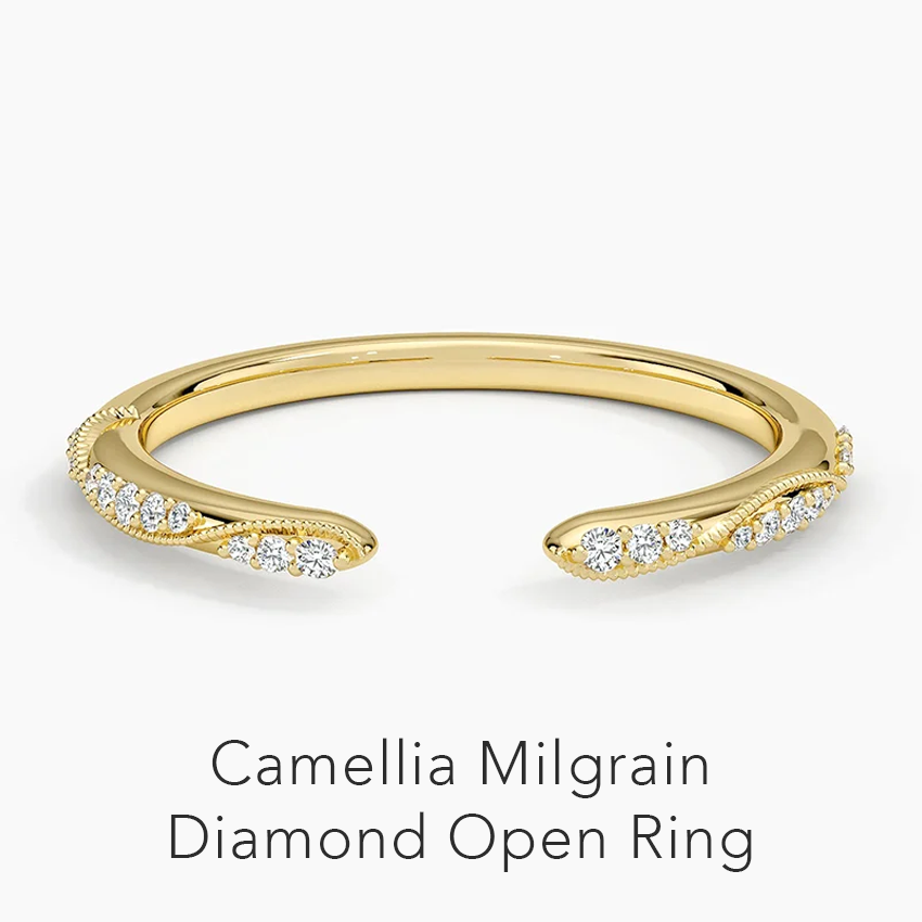 Camellia Milgrain Diamond Open Ring