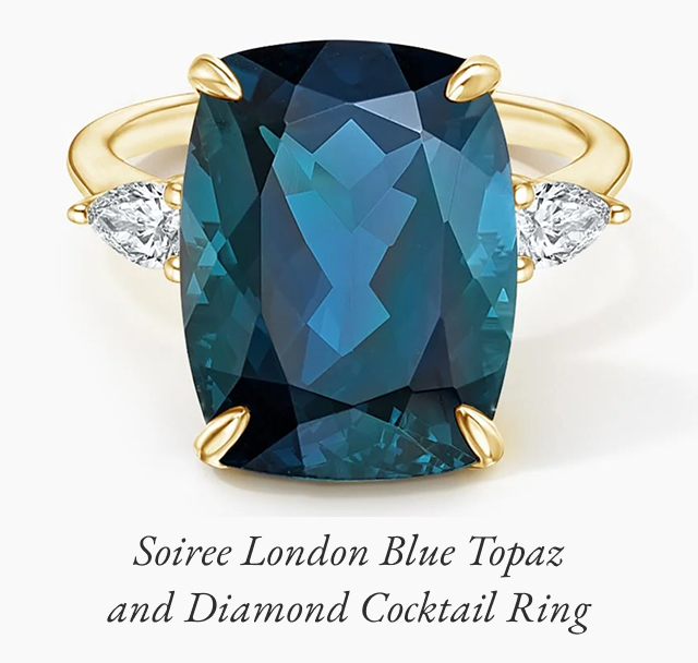 Soiree London Blue Topaz and Diamond Cocktail Ring