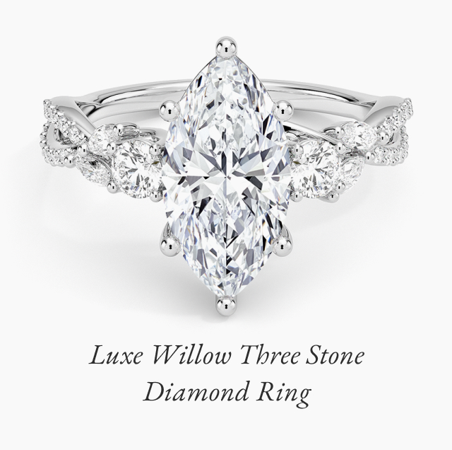 Luxe Willow Three Stone Diamond Ring 