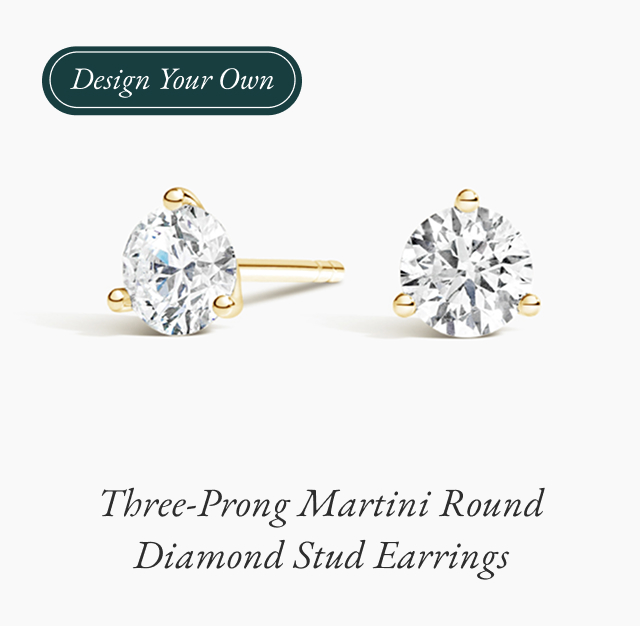 Three-Prong Martini Round Diamond Stud Earrings