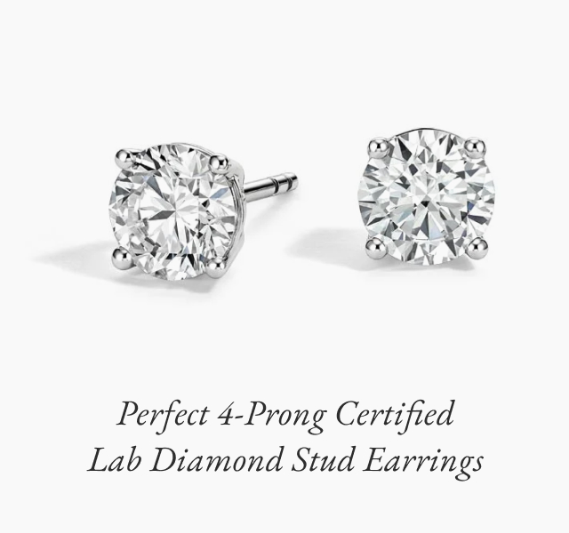 Perfect 4-Prong Certified Lab Diamond Stud Earrings 