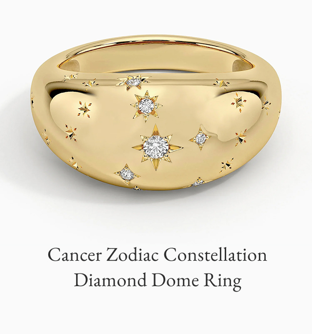 Cancer Zodiac Constellation Diamond Dome Ring