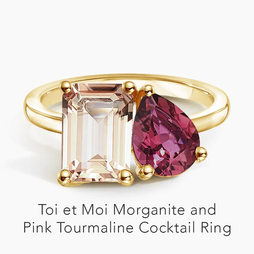 Toi et Moi Morganite and Pink Tourmaline Cocktail Ring
