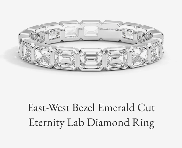 East-West Bezel Emerald Cut Eternity Lab Diamond Ring