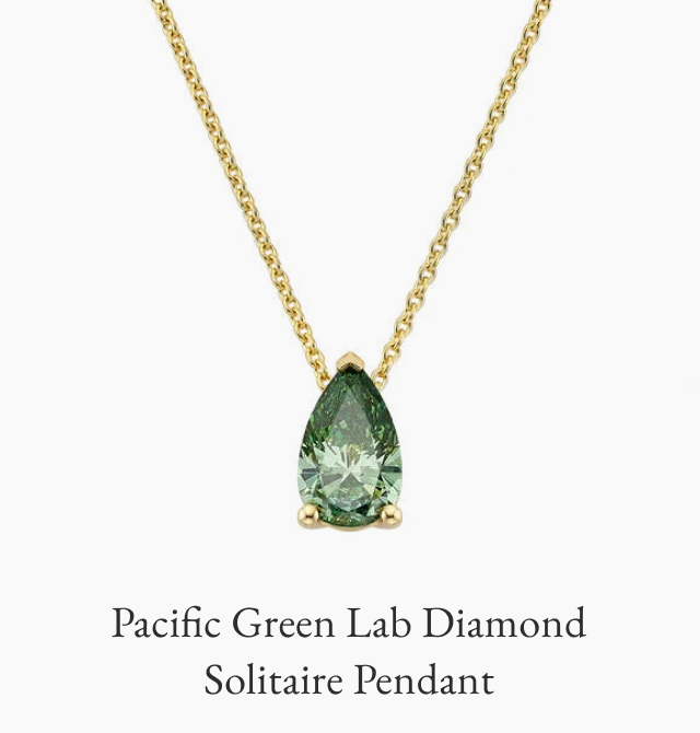 Pacific Green Lab Diamond Solitaire Pendant 