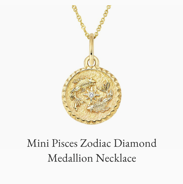 Mini Pisces Zodiac Diamond Medallion Necklace