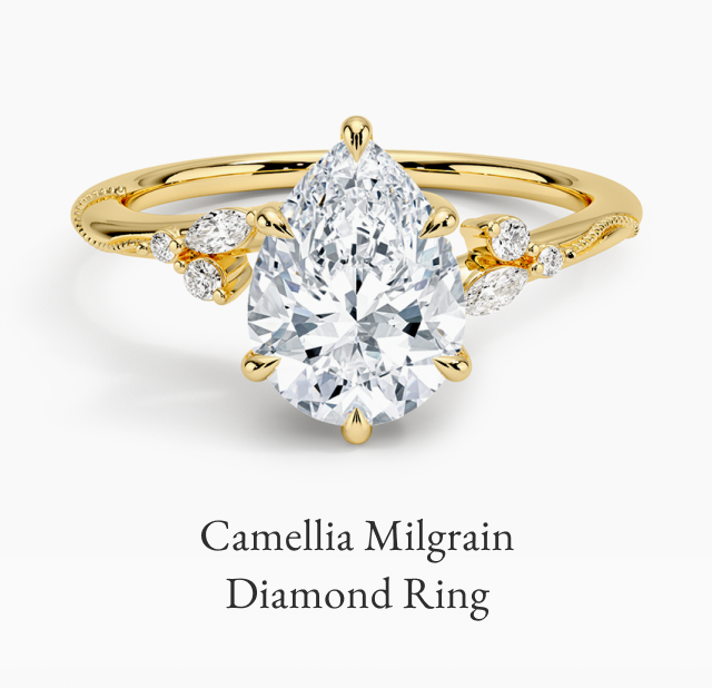 Camellia Milgrain Diamond Ring