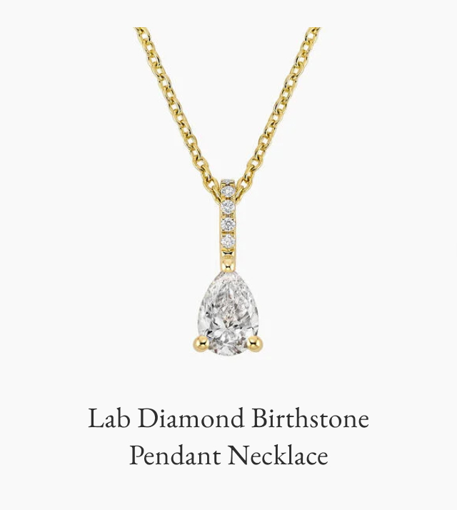 Lab Diamond Birthstone Pendant Necklace 