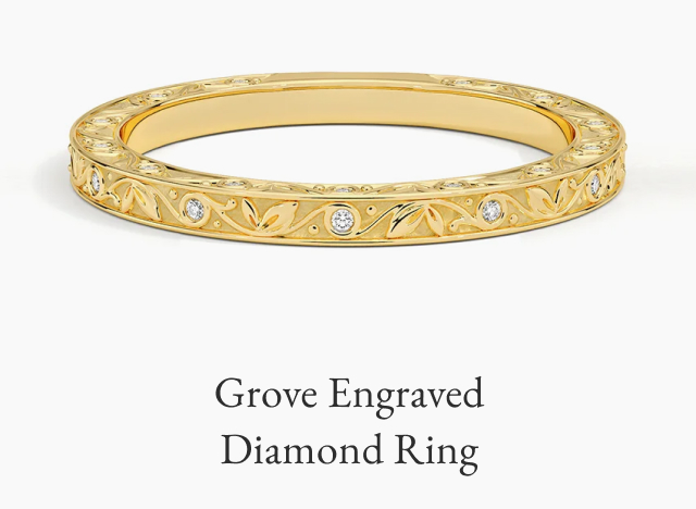 Grove Engraved Diamond Ring