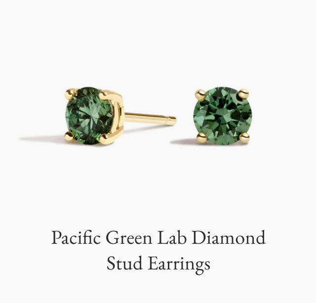 Pacific Green Lab Diamond Stud Earrings 