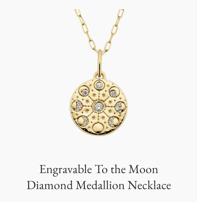 Engravable To the Moon Diamond Medallion Necklace