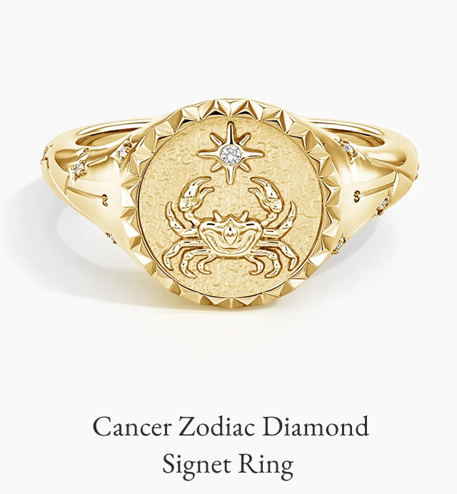 Cancer Zodiac Diamond Signet Ring