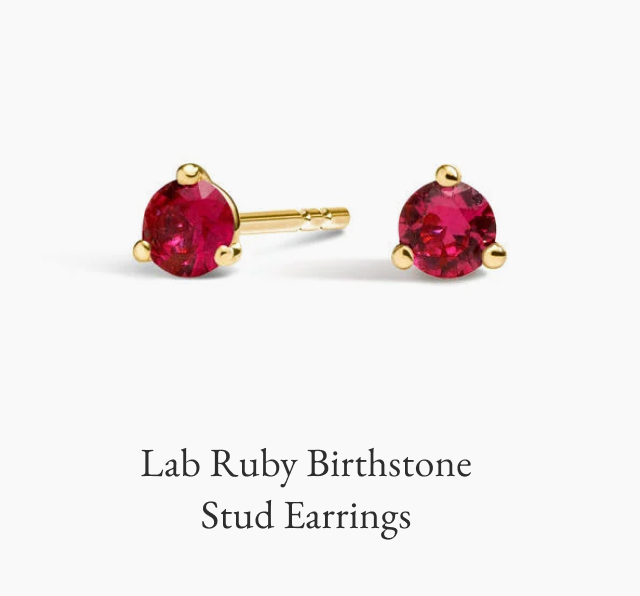 Solitaire Lab Ruby Stud Earrings