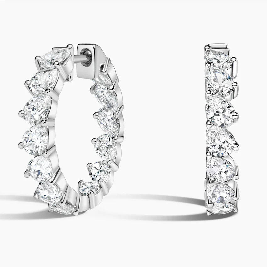 Angled Pear Lab Diamond Hoop Earrings