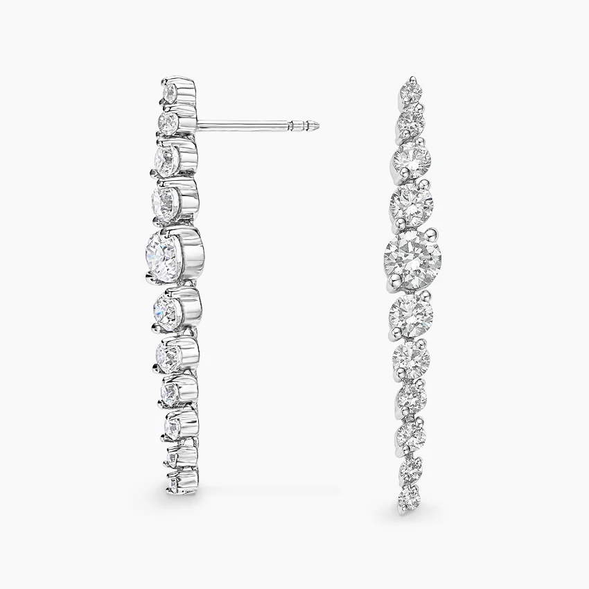 Angled Riviere Lab Diamond Tennis Earrings 