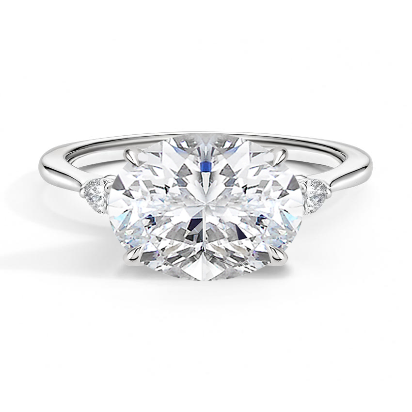 East-West Aria Three Stone Diamond Ring