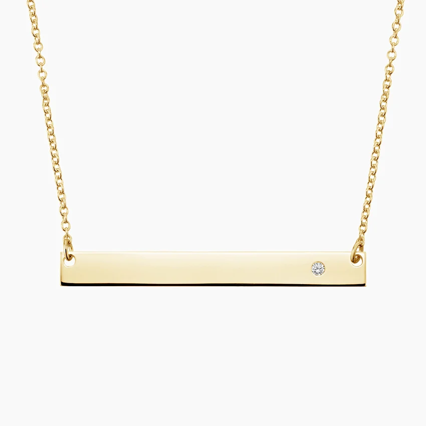 Engravable Horizontal Bar Diamond Pendant