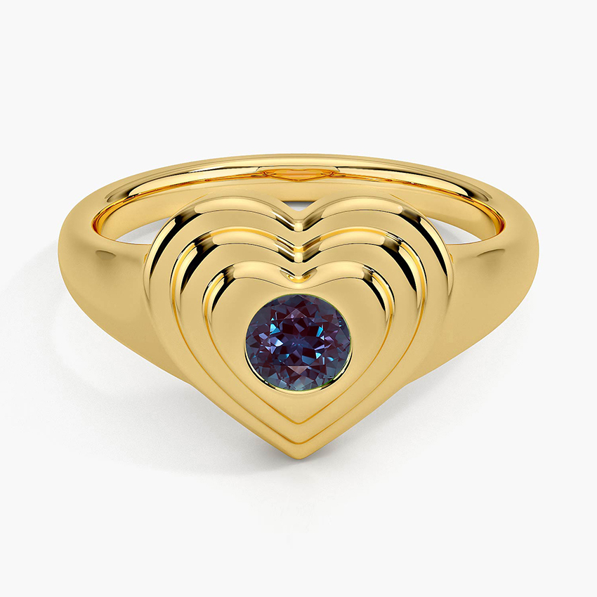 Lab Alexandrite Sweetheart Signet Ring