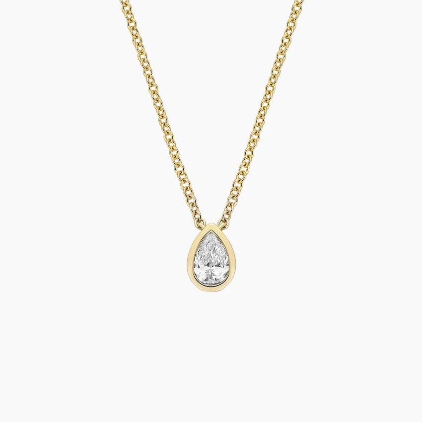 Pear Shaped Lab Diamond Bezel Solitaire Pendant 