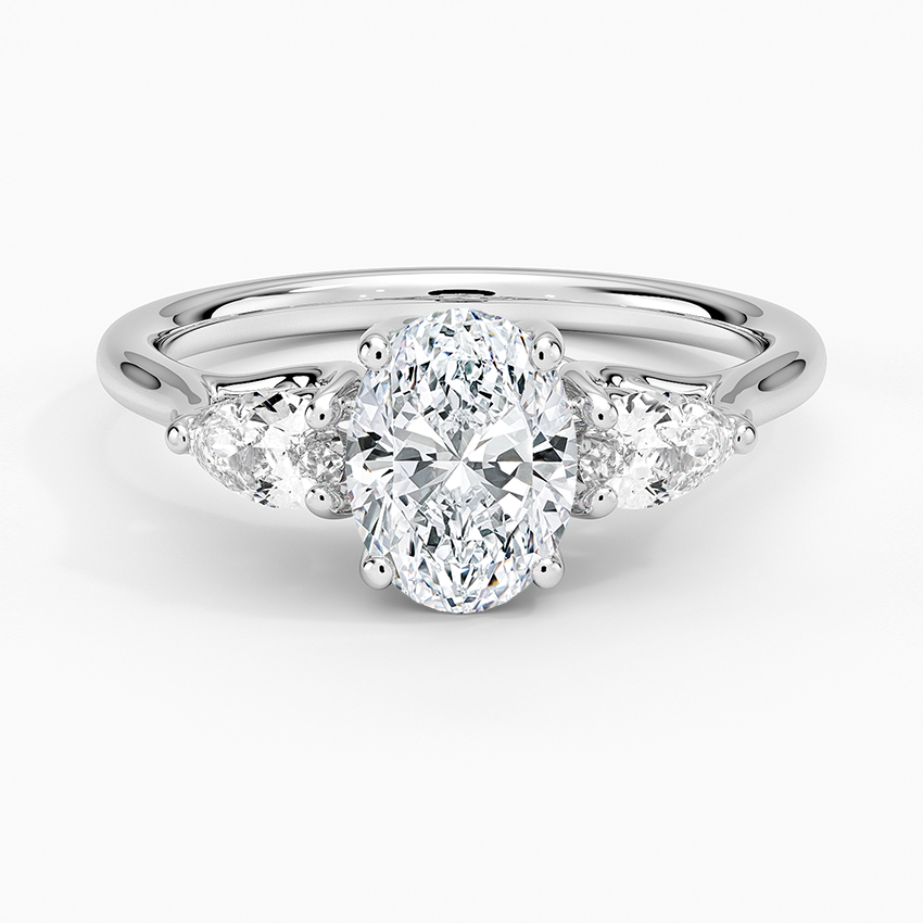 Trellis Three Stone Pear Diamond Ring