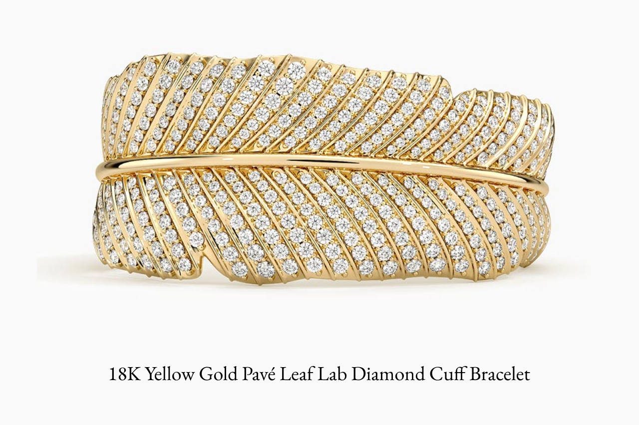 Pavé Leaf Lab Diamond Cuff Bracelet