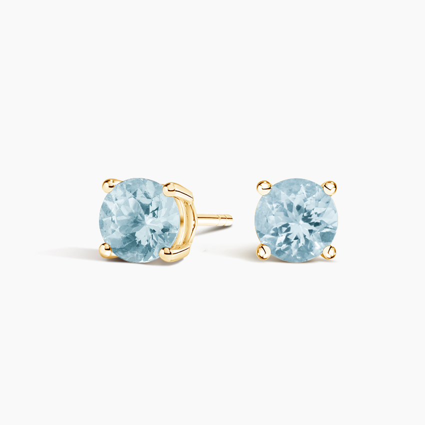 Solitaire Aquamarine Stud Earrings