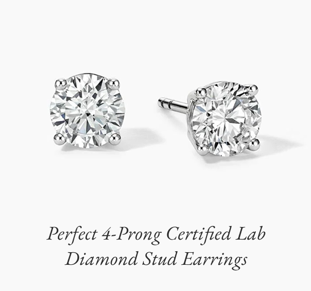 Perfect 4-Prong Certified Lab Diamond Stud Earrings 