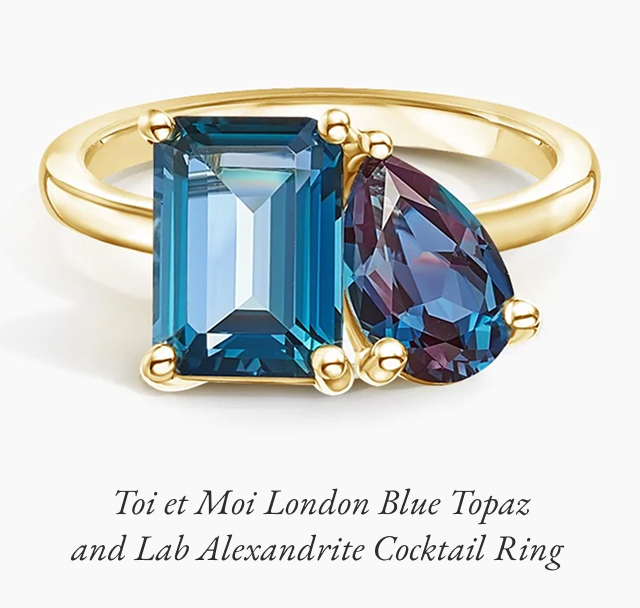 Toi et Moi London Blue Topaz and Lab Alexandrite Cocktail Ring 