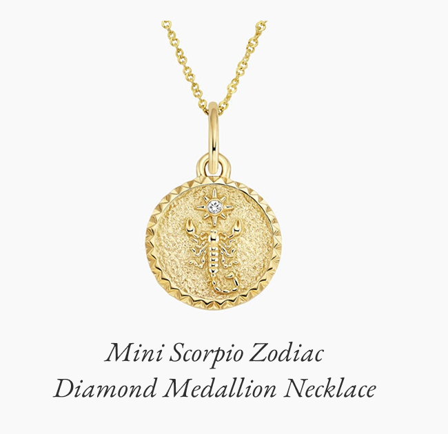 Mini Scorpio Zodiac Diamond Medallion Necklace 