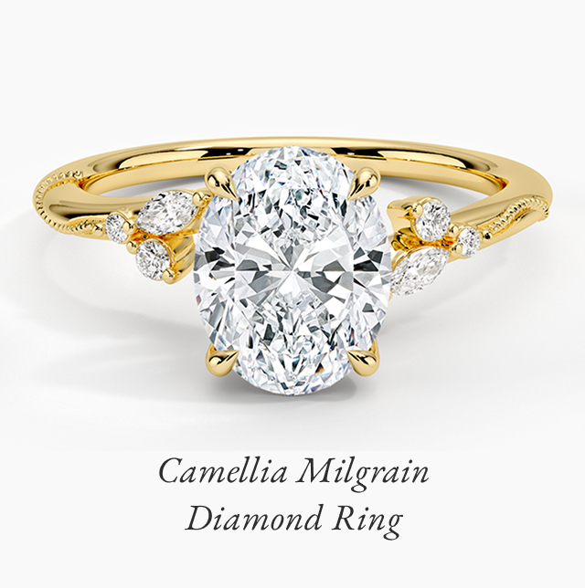 Camellia Milgrain Diamond Ring