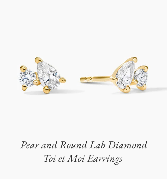 Pear and Round Lab Diamond Toi et Moi Earrings