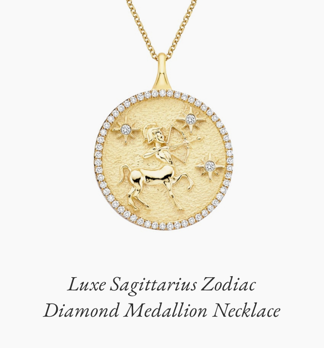 Luxe Sagittarius Zodiac Diamond Medallion Necklace 