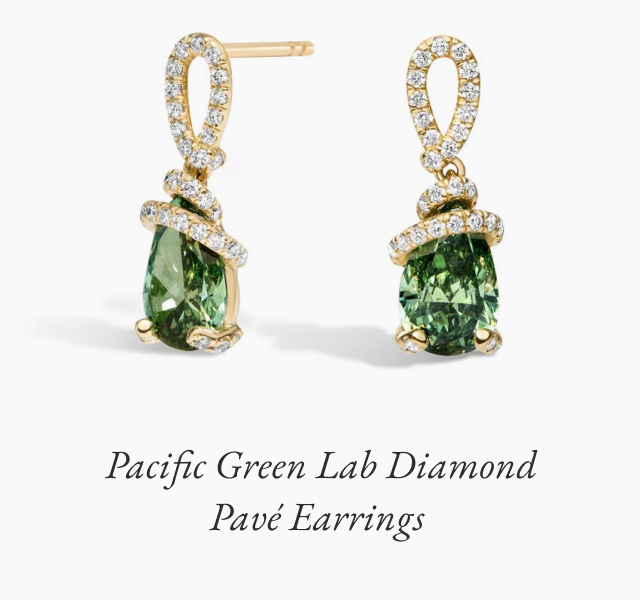 Pacific Green Lab Diamond Pavé Earrings