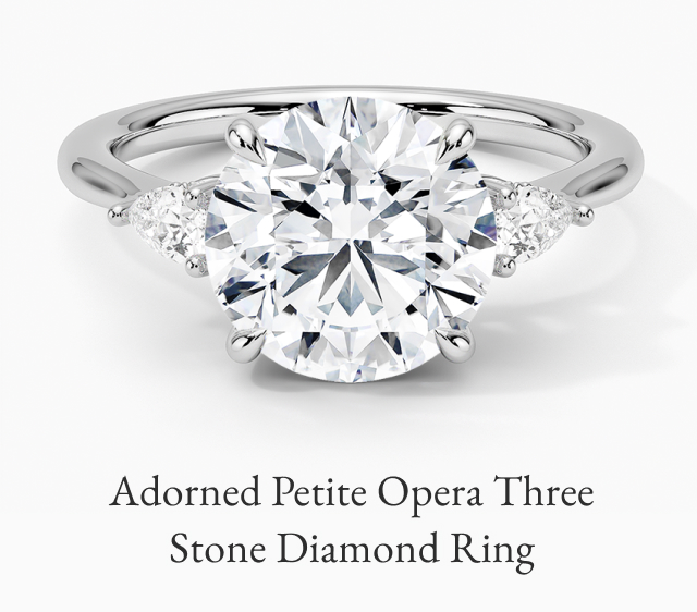 Adorned Petite Opera Three Stone Diamond Ring
