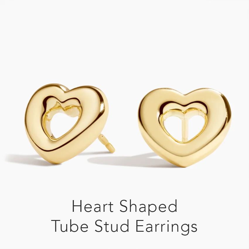 Heart Shaped Tube Stud Earrings