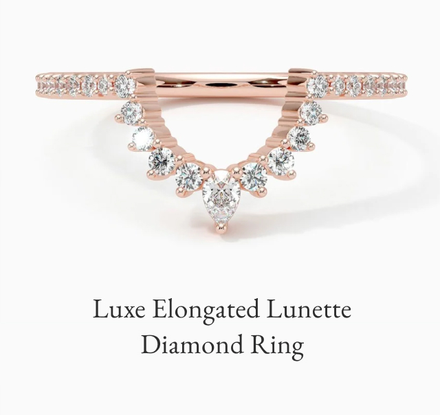 Luxe Elongated Lunette Diamond Ring 