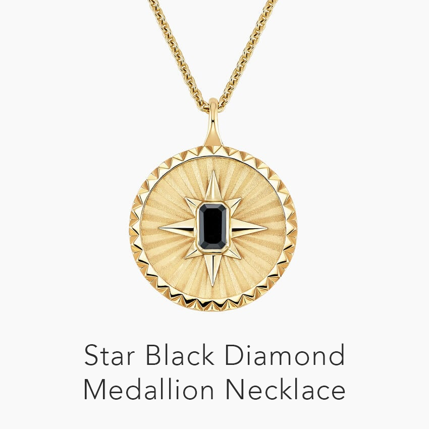 Star Black Diamond Medallion Necklace 