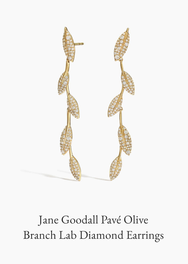 Jane Goodall Pavé Olive Branch Lab Diamond Earrings