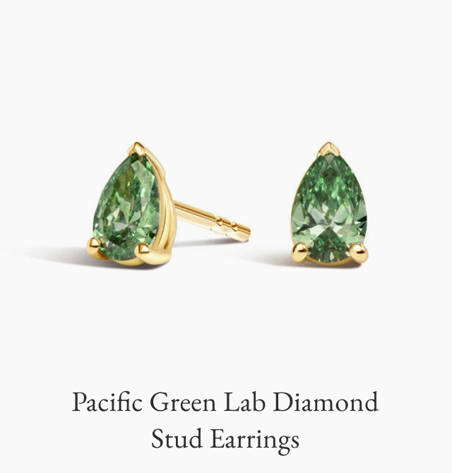 Pacific Green Lab Diamond Stud Earrings 