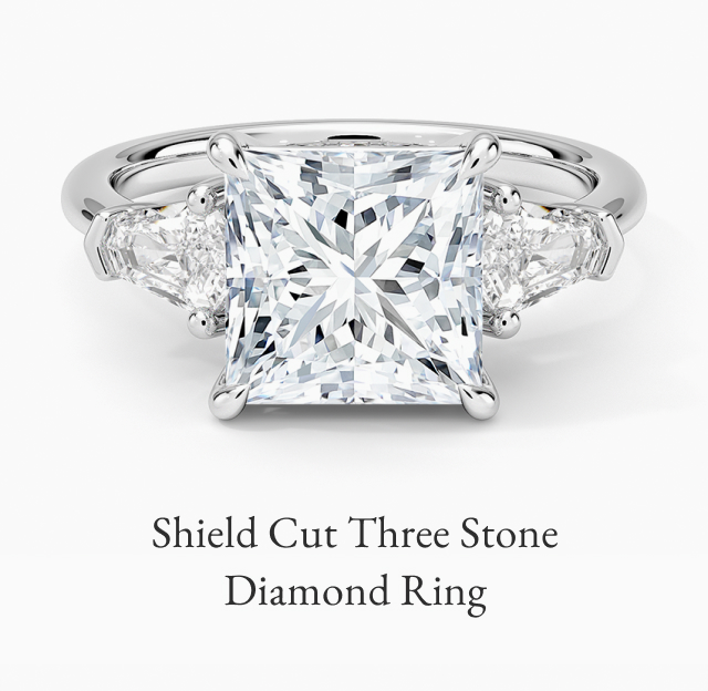 Shield Cut Three Stone Diamond Ring