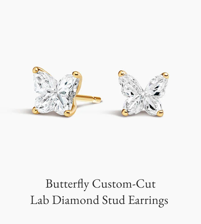 Butterfly Custom-Cut Lab Diamond Stud Earrings
