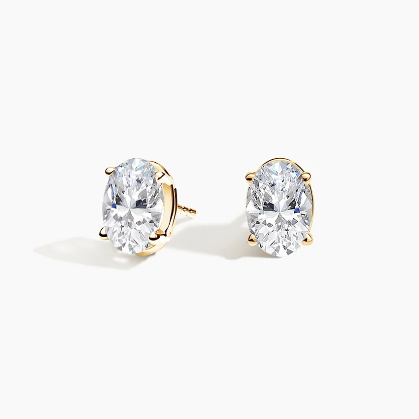 Four-Prong Oval Diamond Stud Earrings