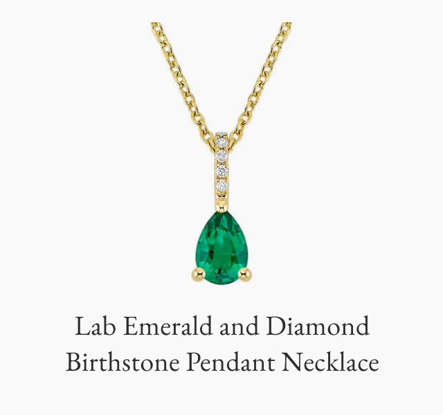 Lab Emerald and Diamond Birthstone Pendant Necklace