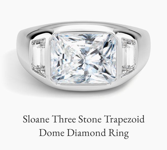 Sloane Three Stone Trapezoid Dome Diamond Ring