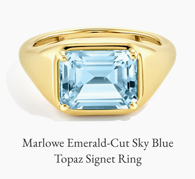 Marlowe Emerald-Cut Sky Blue Topaz Signet Ring 