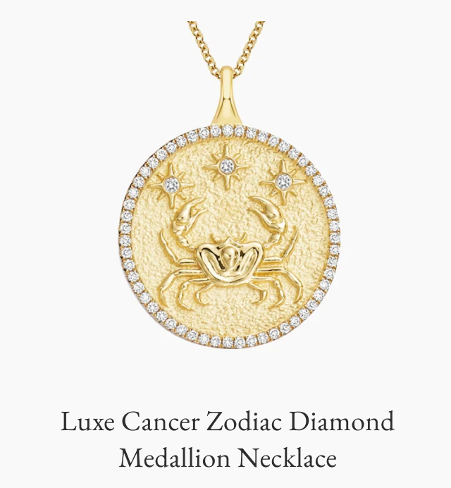 Luxe Cancer Zodiac Diamond Medallion Necklace 