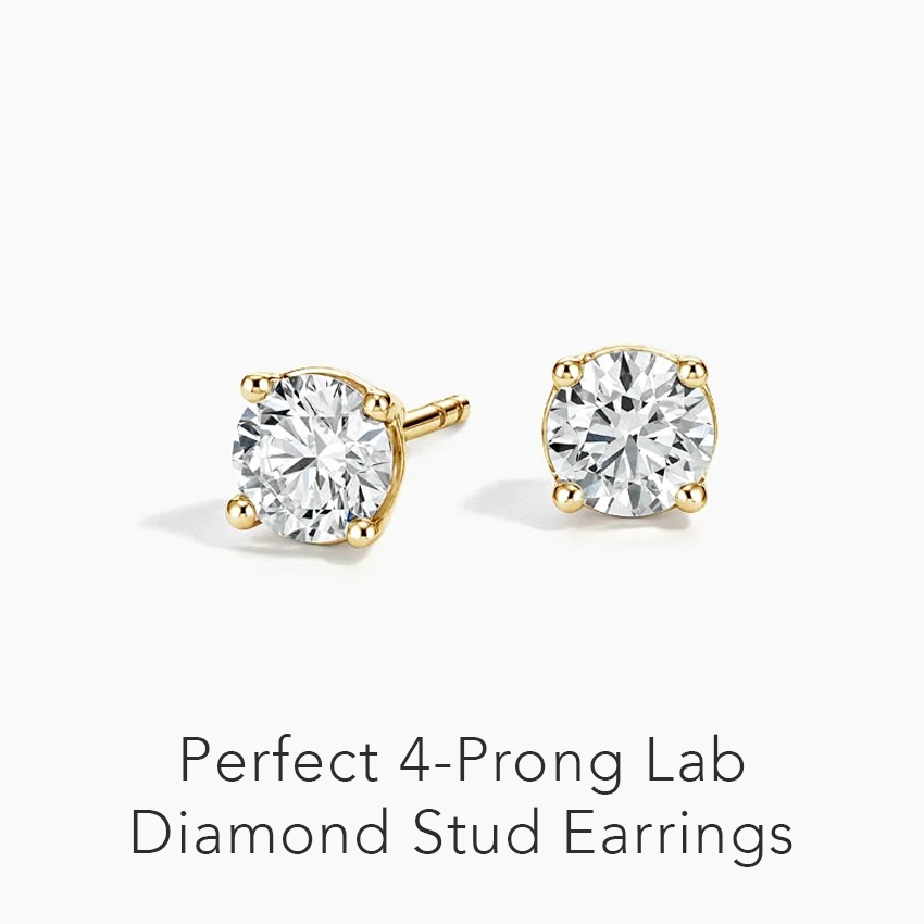 Perfect 4-Prong Lab Diamond Stud Earrings