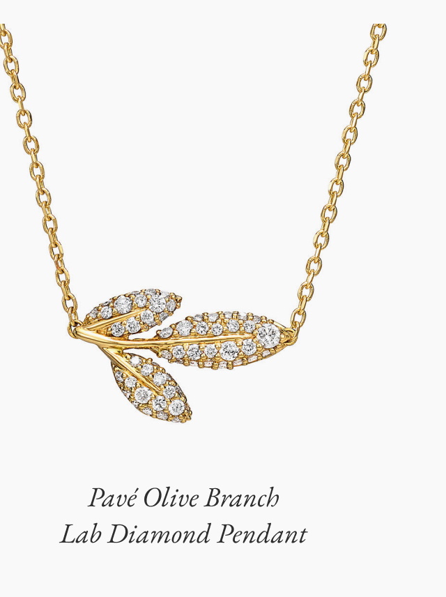 Pavé Olive Branch Lab Diamond Pendant